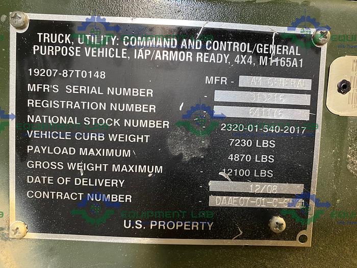 Used 2008 AM General  HMMWV M1165A1 Special Ops Tactical Vehicle 3000 Miles