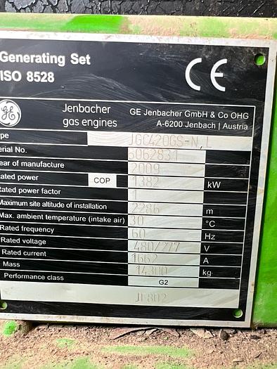 Used 2008 GE Jenbacher JGC420 GS-A85