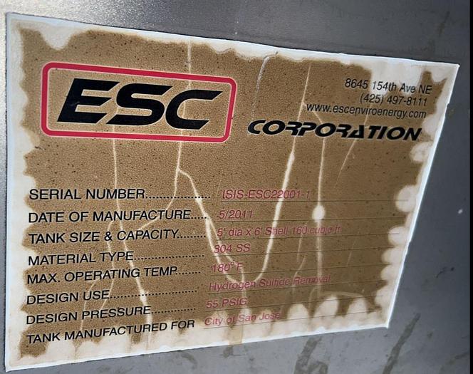 Used Tank, 950 Gallon, S/st, 55 PSI, DT/DB, Morfab, ASME #S744618