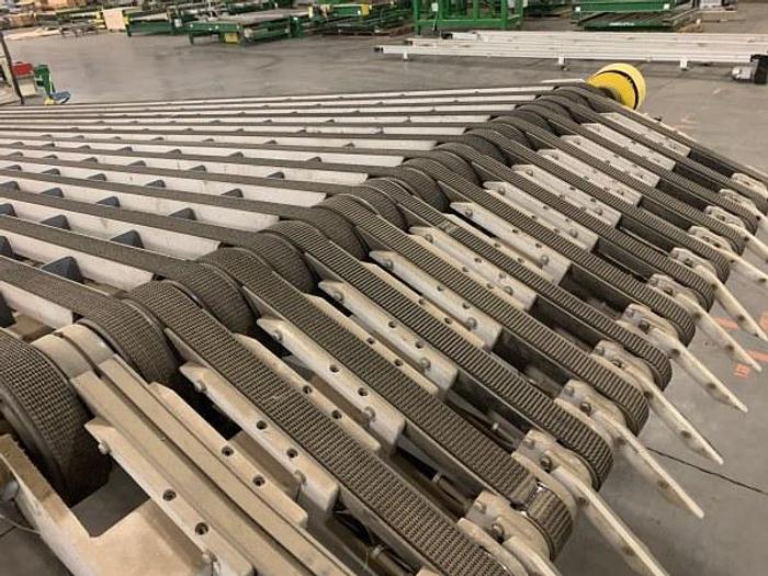 Used 5-1/2' WIDE x 20' LONG INCLINED ACCUMULATING & STAGING SLIDE TYPE BELT CONVEYOR