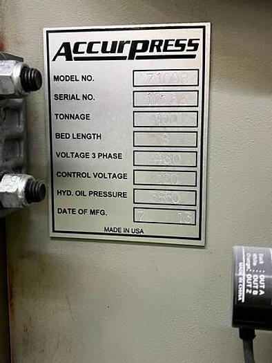Used 2013 AccurPress 71008 CNC Hydraulic Press Brake