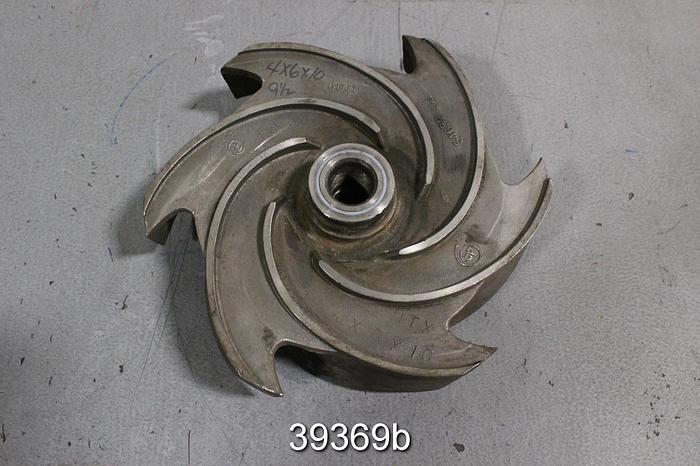 Used Goulds 3196 4x6x10 Pump Impeller, 6-Vane, 9.25" Diameter, 54632 #39369