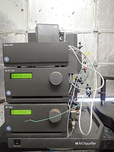 Used (2) GE AKTA Purifier FPLC Systems w/ Box-900 UPC-900 UV-900 P-900 FRAC-920 M-925