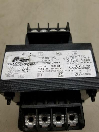 Used ACME TRANSFORMERS INDUSTRIAL CONTROL TRANSFORMER TB-81143