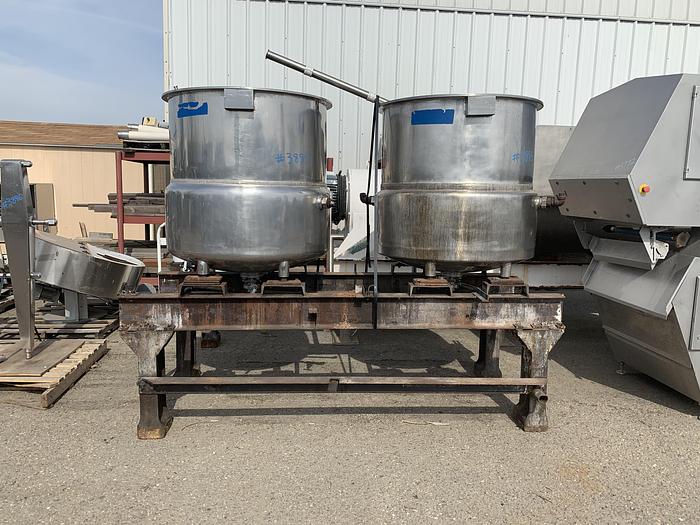 Used (2) 200 Gallon Jacketed Stainless Steel Cooking Tanks for Sale...
