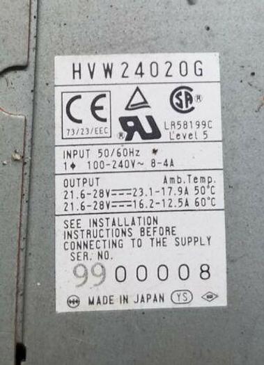 Used Shindengen HVW24020G Power Supply 100-240 Vac / 28V