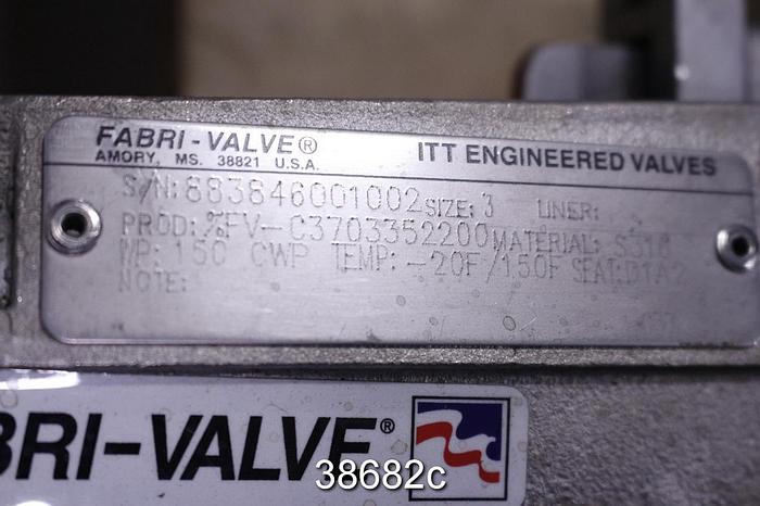 Used Fabri 3" Hand Operated Knife Gate Valve #38682