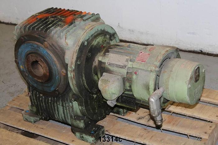 Used US Electric Motor With Gear Drive And Spring Set Disc Brake #13314
