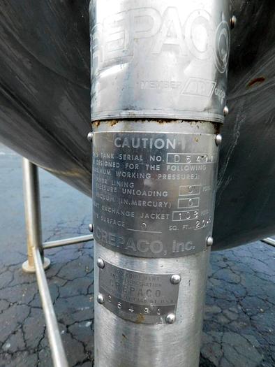 Used 1,000 GALLON CREPACO TANK - S/S - JACKETED (10072)