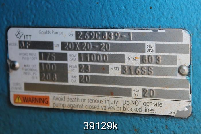 Unused Goulds AF Axial Flow Pump, 20x20x20 #39129