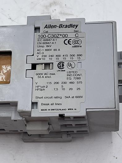 Used Allen-Bradley 100-C30Z*00 Ser C 100-S Ser B