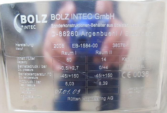 Used Reactor, 16 Gallon, 316 S/ST, Jkt, Agit, 16" x 18", 55 PSI, #S742798