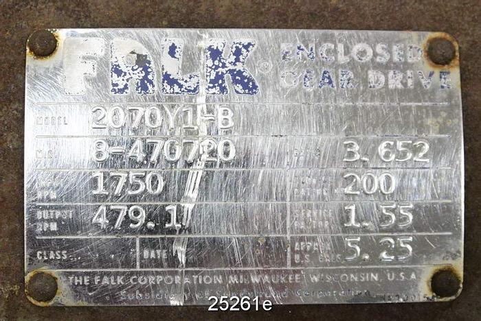 Used Falk 2070Y1-B Parallel Shaft Gear Reducer, 3.652/1, Input 1750 Rpm, Output 479.1 Rpm #25261