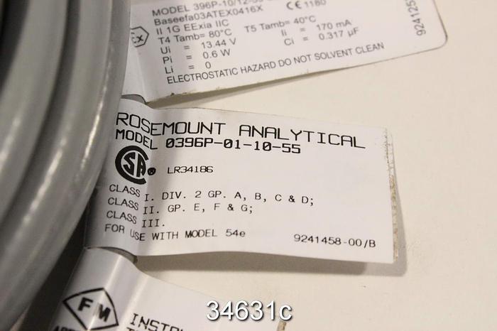 Used Rosemount Analytical 396P Submersion/Insertion pH/ORP Sensor #34631