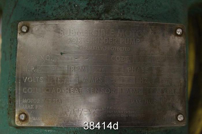 Used Myers Submersible Grinder Pump and Motor, Model WG30H-53-25 #38414