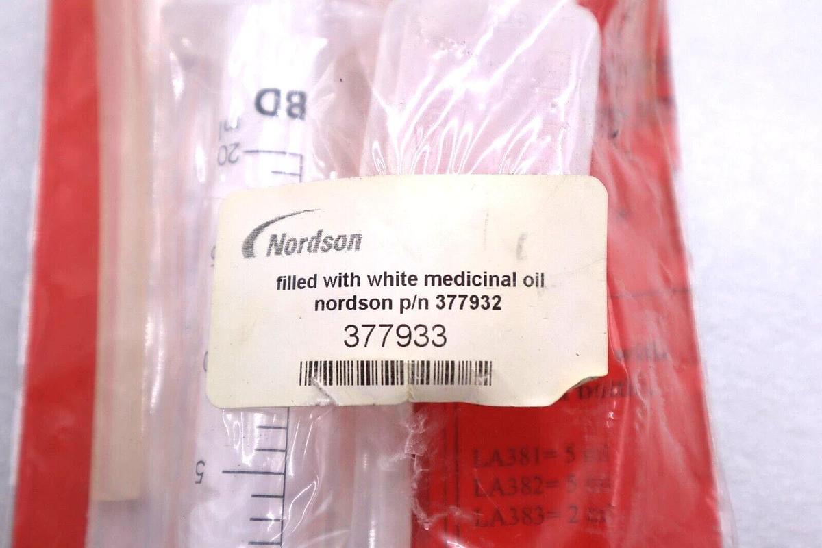 Used NEW NORDSON 377932 FILLED W/ WHITE MEDICINAL OIL #L-477