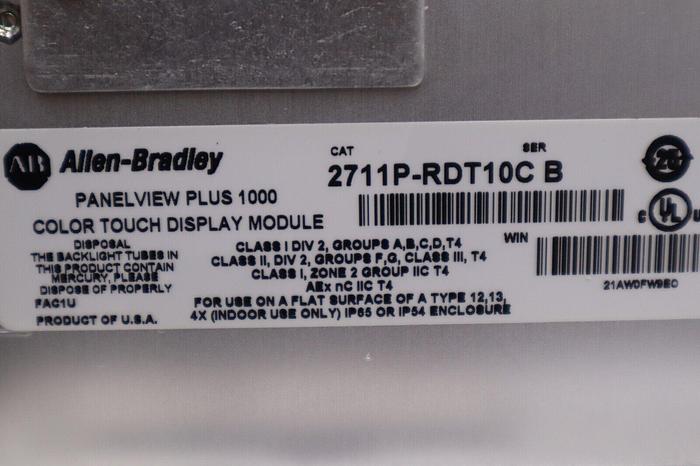 Used Allen Bradley 2711P-RDT10C W/ 2711P-T10C4D1 PLUS 2711P-RP1  Panelview STOCK 4813