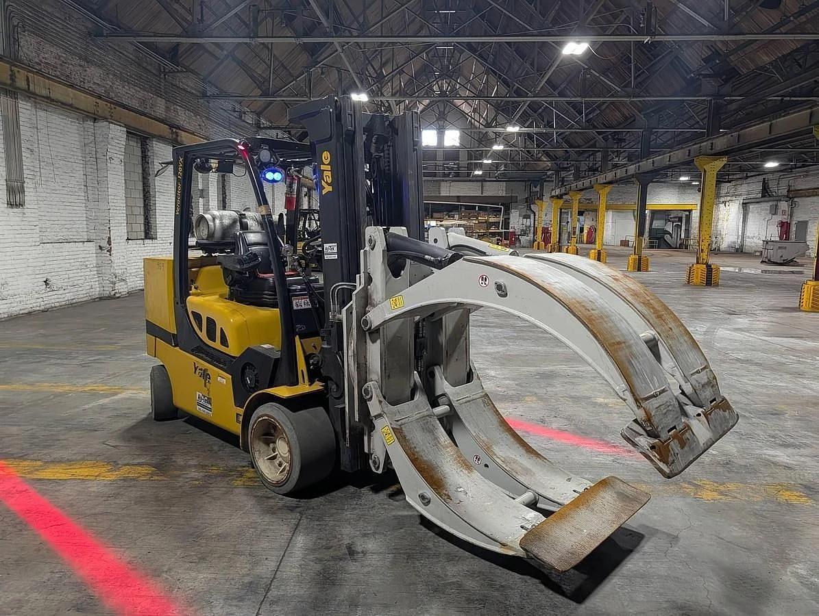 Used 12,000 POUND YALE GLC120VX FORKLIFT TRUCK WITH 84" CASCADE PAPER CLAMP