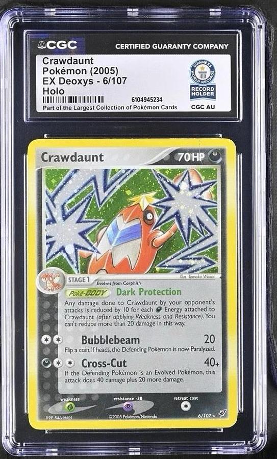 Used 2005 Pokemon Crawdaunt Holo Rare ex Deoxys #6/107 CGC GUINNESS WORLD RECORD 1/1