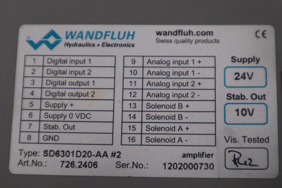 Used WANDFLUH 1202000730 SD6301D20-AA STOCK #K-1961A