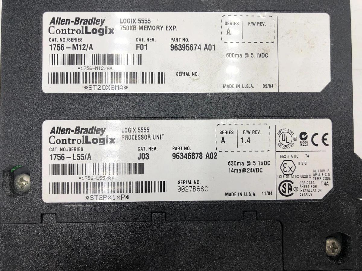 Used ALLEN BRADLEY PLC 1756-L55 SERIES A FW 1.4 STOCK NUMBER 1392