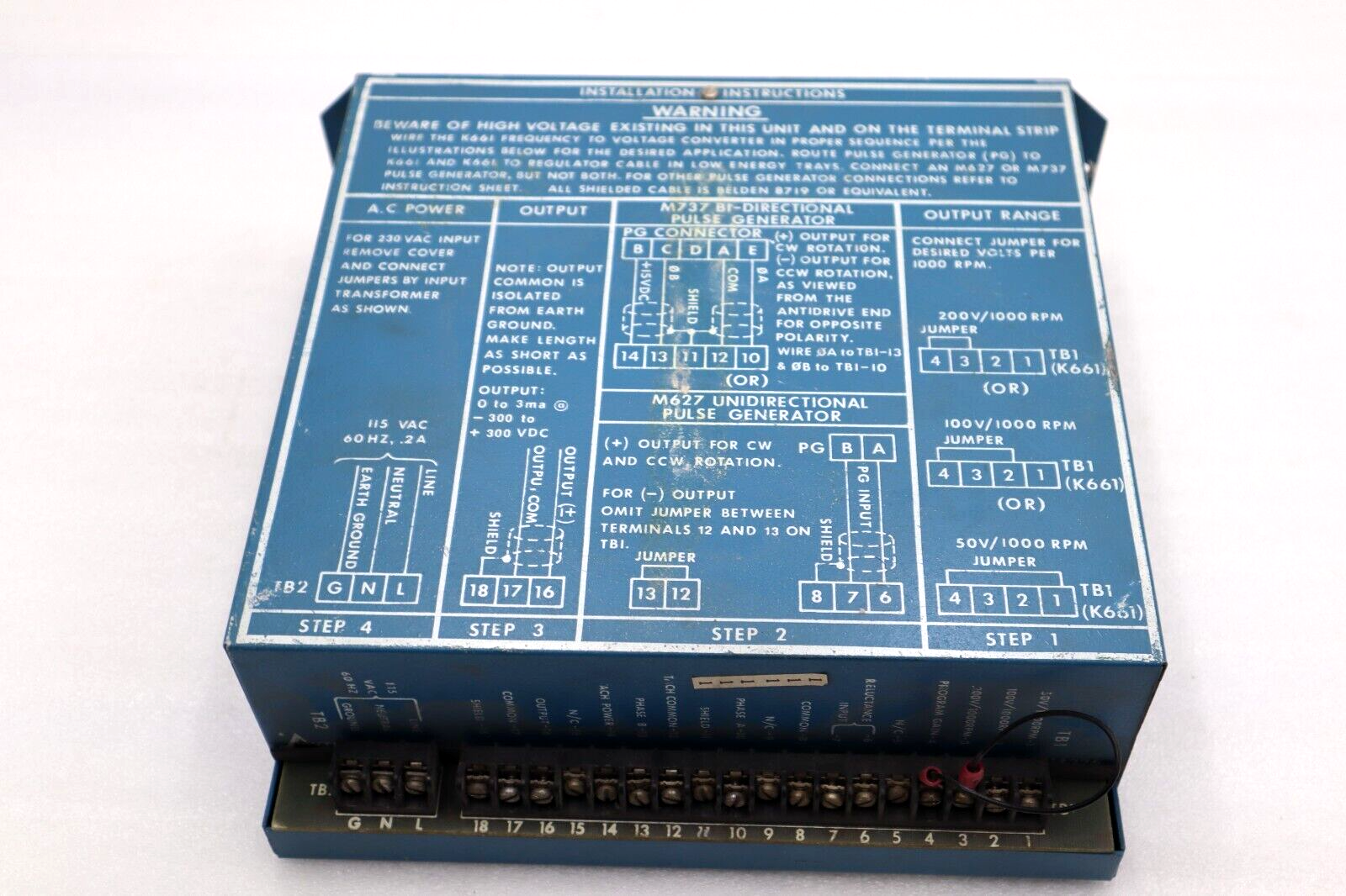 Used AVTRON 240P 50/100/200V PER 1000 RPM DC CONVERTER K661 L-211