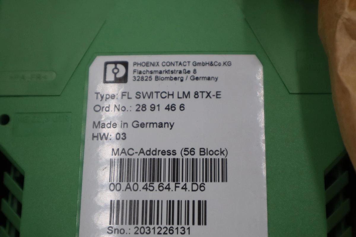 PHOENIX CONTACT FL SWITCH LM 8TX-E ETHERNET SWITCH - STOCK GF282A