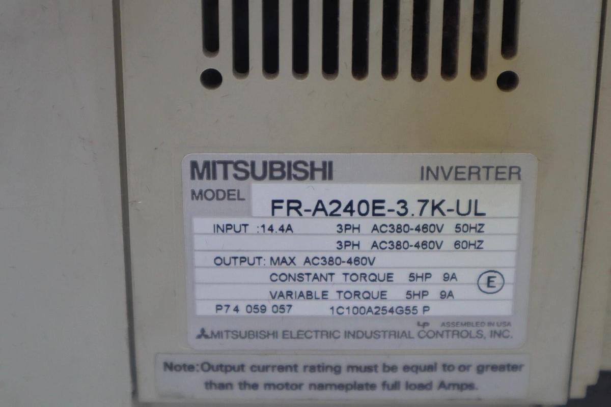 Used MITSUBISHI FR-A240E-3.7K-UL,AC DRIVE 5 HP 3.7 KW DRIVE STOCK 4331