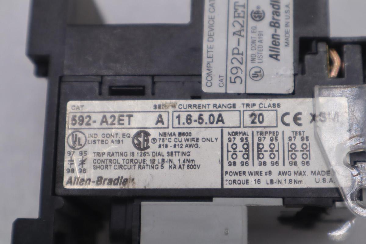 Used NEW OPEN BOX Allen Bradley 592-A2ET Overload Relay STOCK K-3244