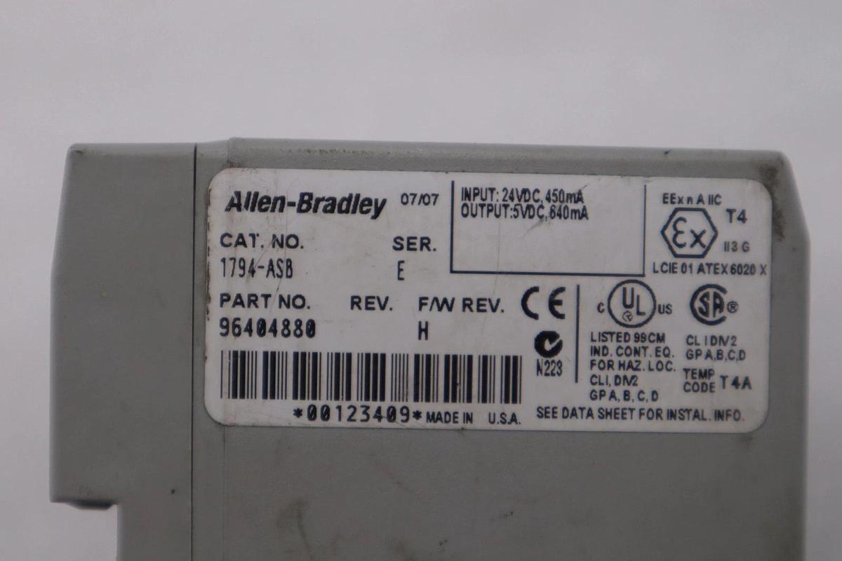 Used Allen Bradley 1794-ASB FLEX I/O 24 VDC Power Supply Adapter 96404880 STK H1192A