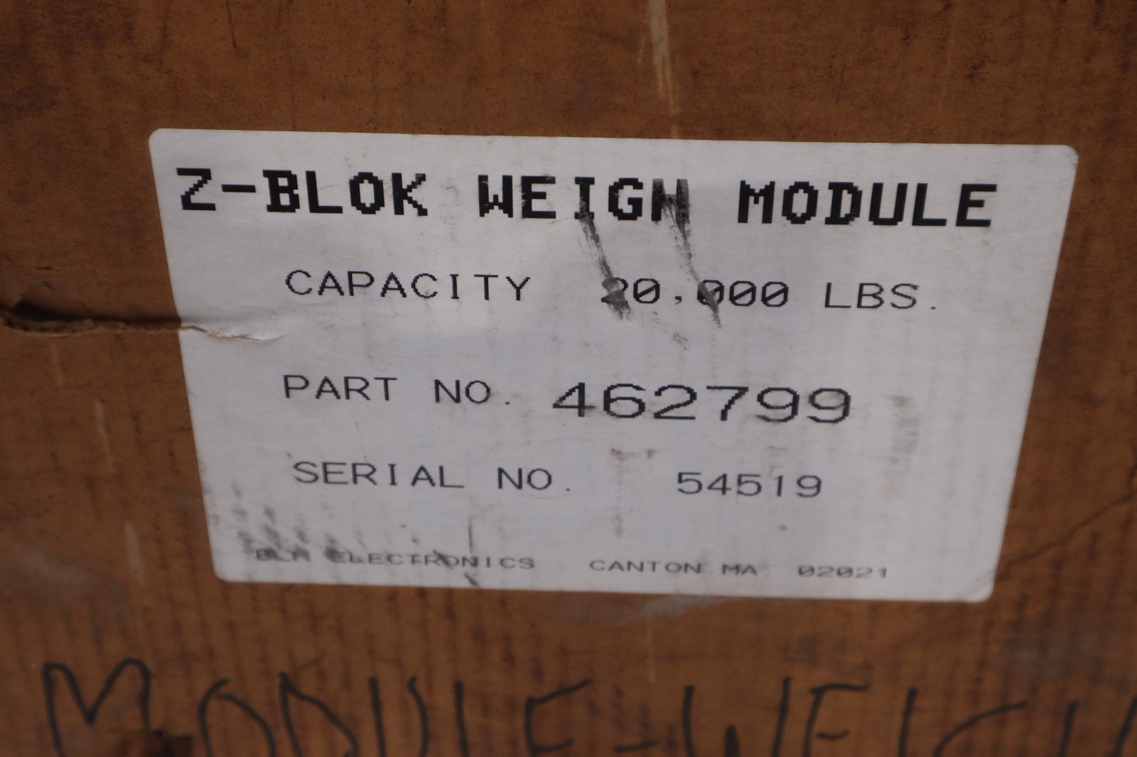 Used BLH NOBEL Z-Blok Weight Module Load Cell 20000 LBS - STOCK GF598