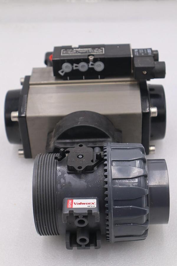 Used VALWORX 530185 AP085 PNEUMATIC ACTUATOR W/ 529102A SOLENOID 529910A VALVE #010-A