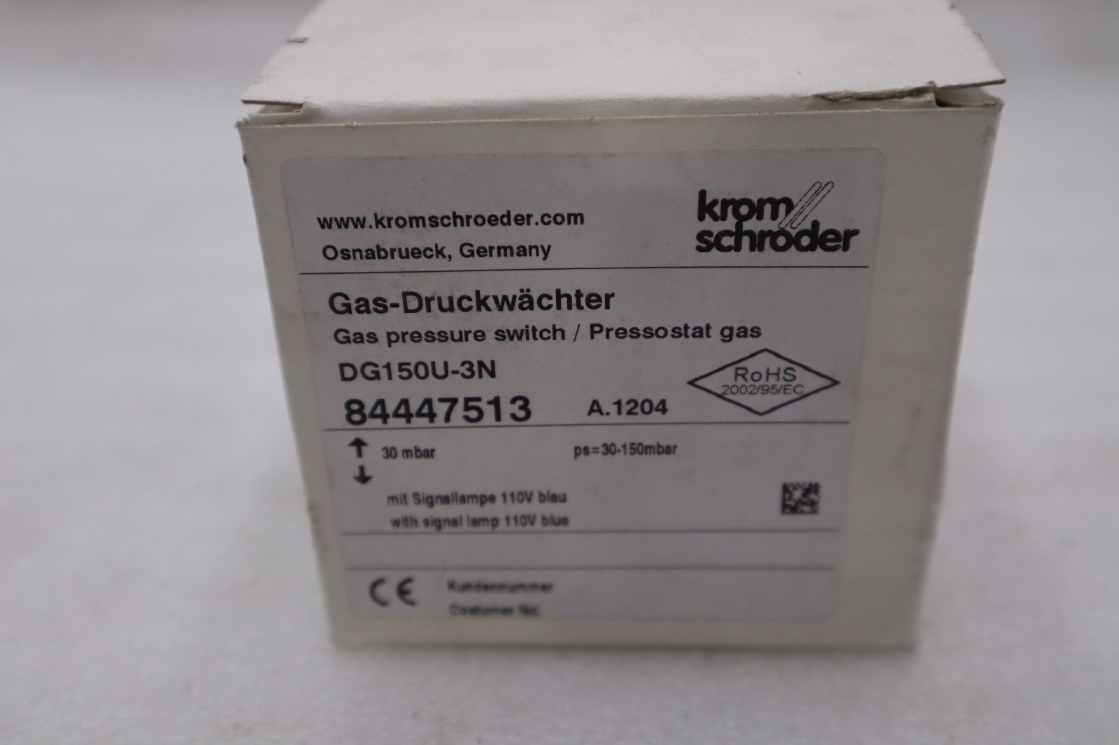 NEW KROM SCHRODER DG150U-3N 84447513 GAS PRESSURE SWITCH STOCK H562A