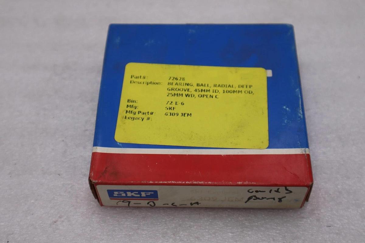 Used NEW SKF 6309 JEM Deep Groove Ball Bearing STK K4010CC