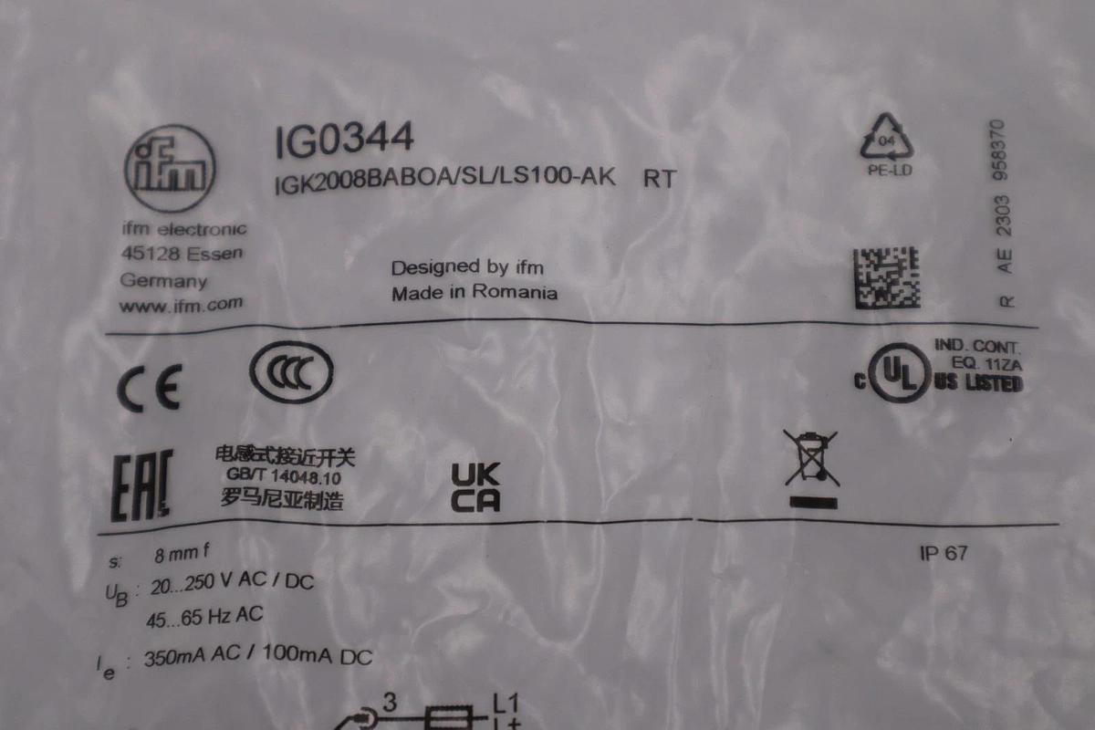 Used NEW IFM Electronic IG0344 Inductive Proximity Sensor STOCK H1621A
