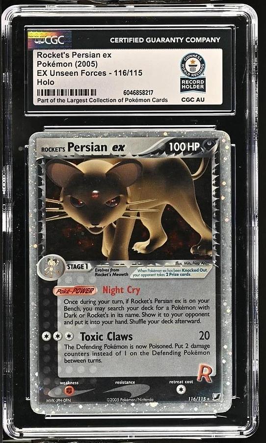 Used 2005 POKEMON EX UNSEEN FORCES #116 ROCKET'S PERSIAN EX-HOLO CGC WORLD RECORD 1/1