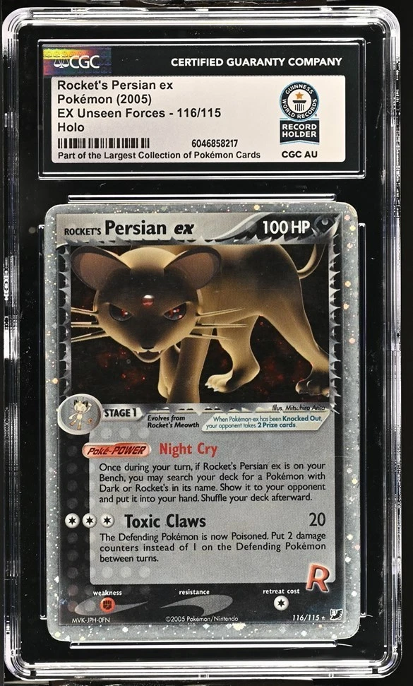 Used 2005 POKEMON EX UNSEEN FORCES #116 ROCKET'S PERSIAN EX-HOLO CGC WORLD RECORD 1/1