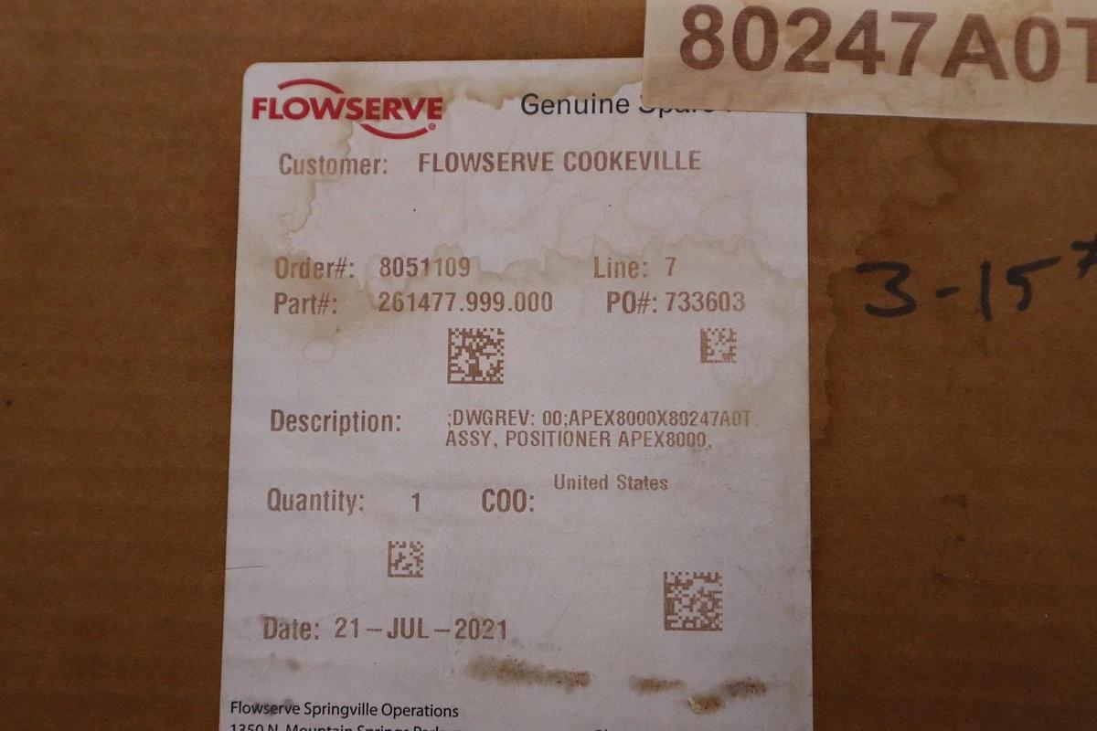 Used FLOWSERVE APEX8000/ APEX8000X80247A0T - BRAND NEW - STOCK H1856