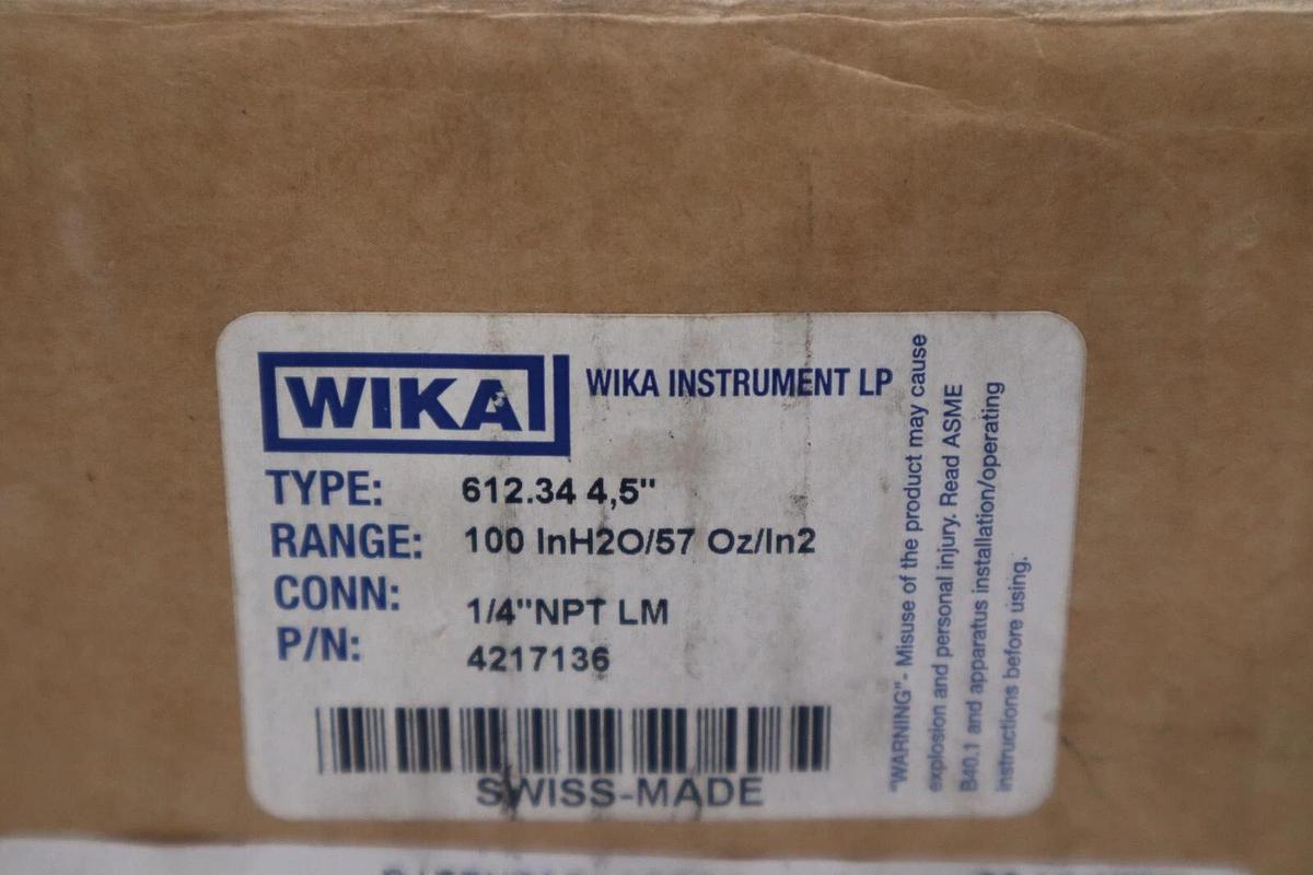 Used NEW Wika Model 612.34 gauge 150" H2O Accuracy STOCK H999