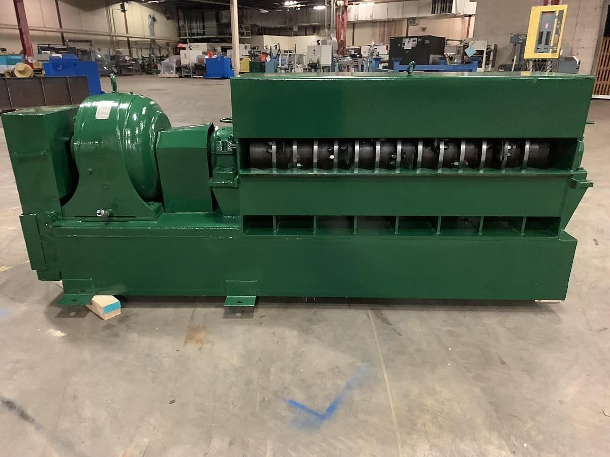 Used 60" WIDE MAREN PINCH BELT CONVEYOR SHREDDER 50 HP BOX FLATTENING SHREDDER