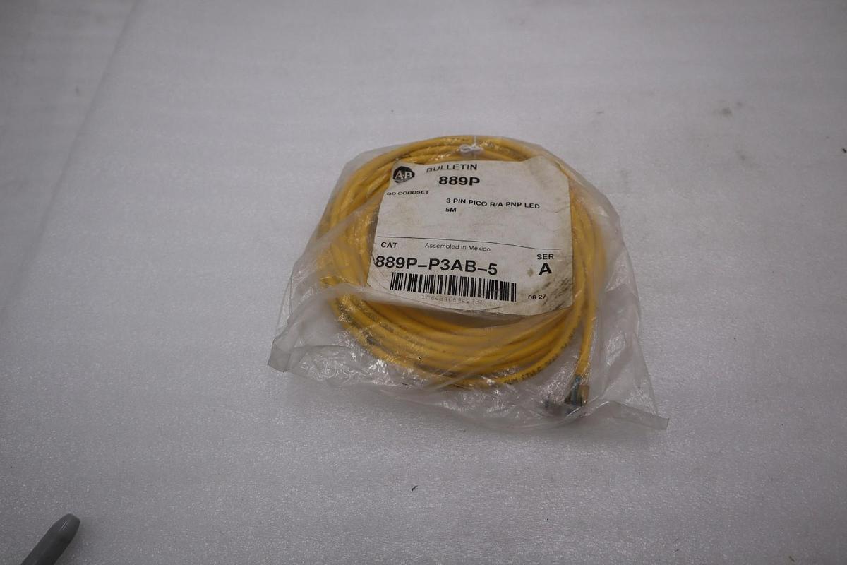 Used NEW AB Allen Bradley Molded Cordset 889P-P3AB-5 3 PIN STOCK H1558