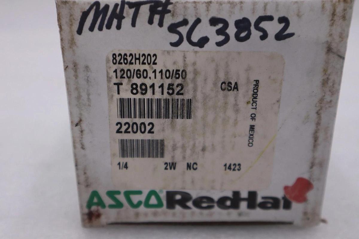 Used NEW OPEN BOX Asco SC8262H202 120V Ac Solenoid Valve 1/4" Pipe Size STOCK G825A