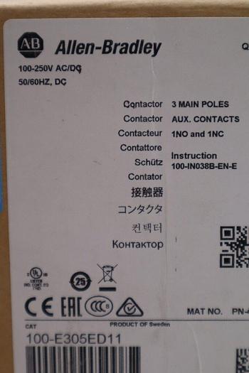 ALLEN BRADLEY 100-E305ED11 305A CONTACTOR BRAND NEW IN BOX W/ Hardware #5586