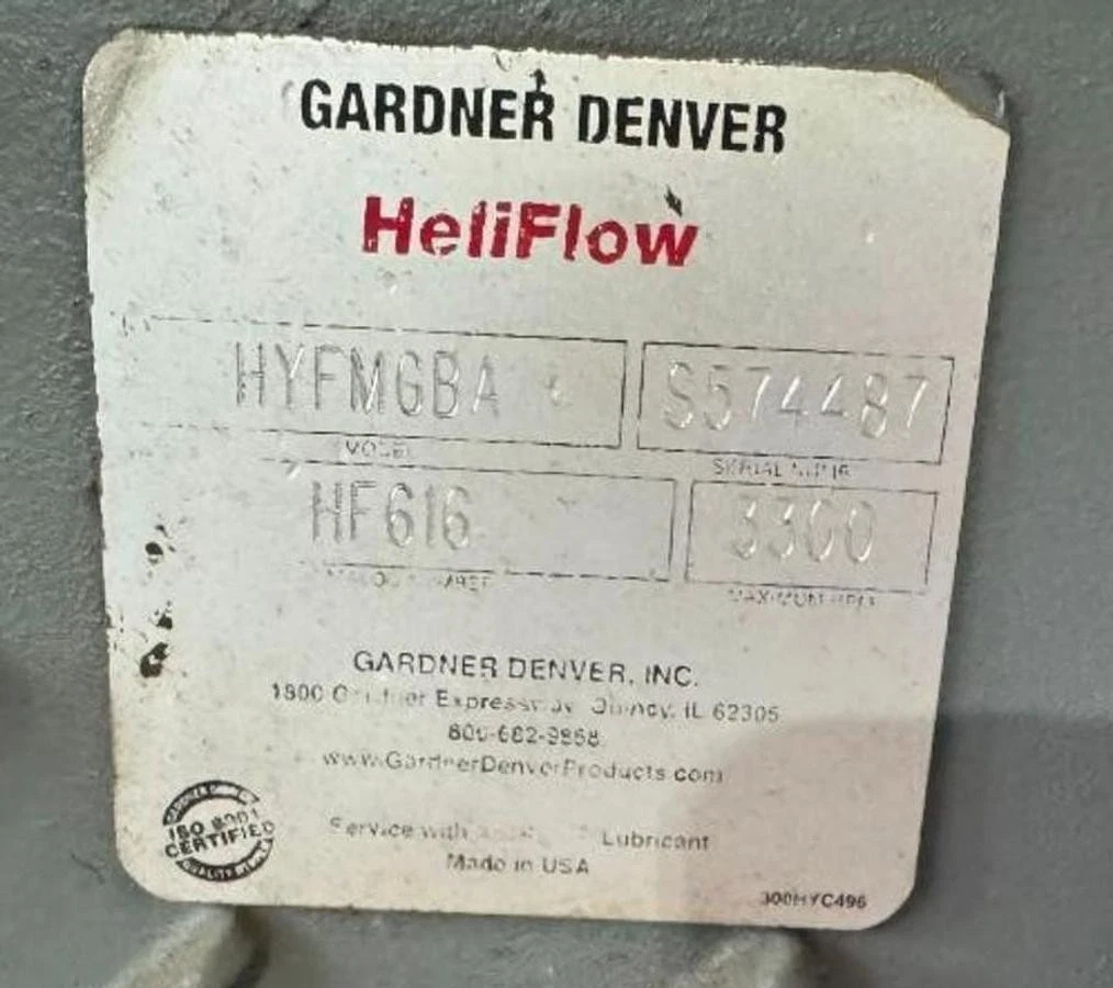 Used GARDNER DENVER HELIFLOW BLOWER MODEL HYFMGBA