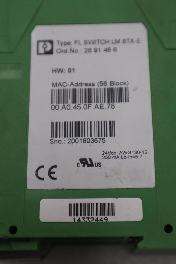 Used PHOENIX CONTACT FL SWITCH LM 8TX-E ETHERNET SWITCH - STOCK GF153A