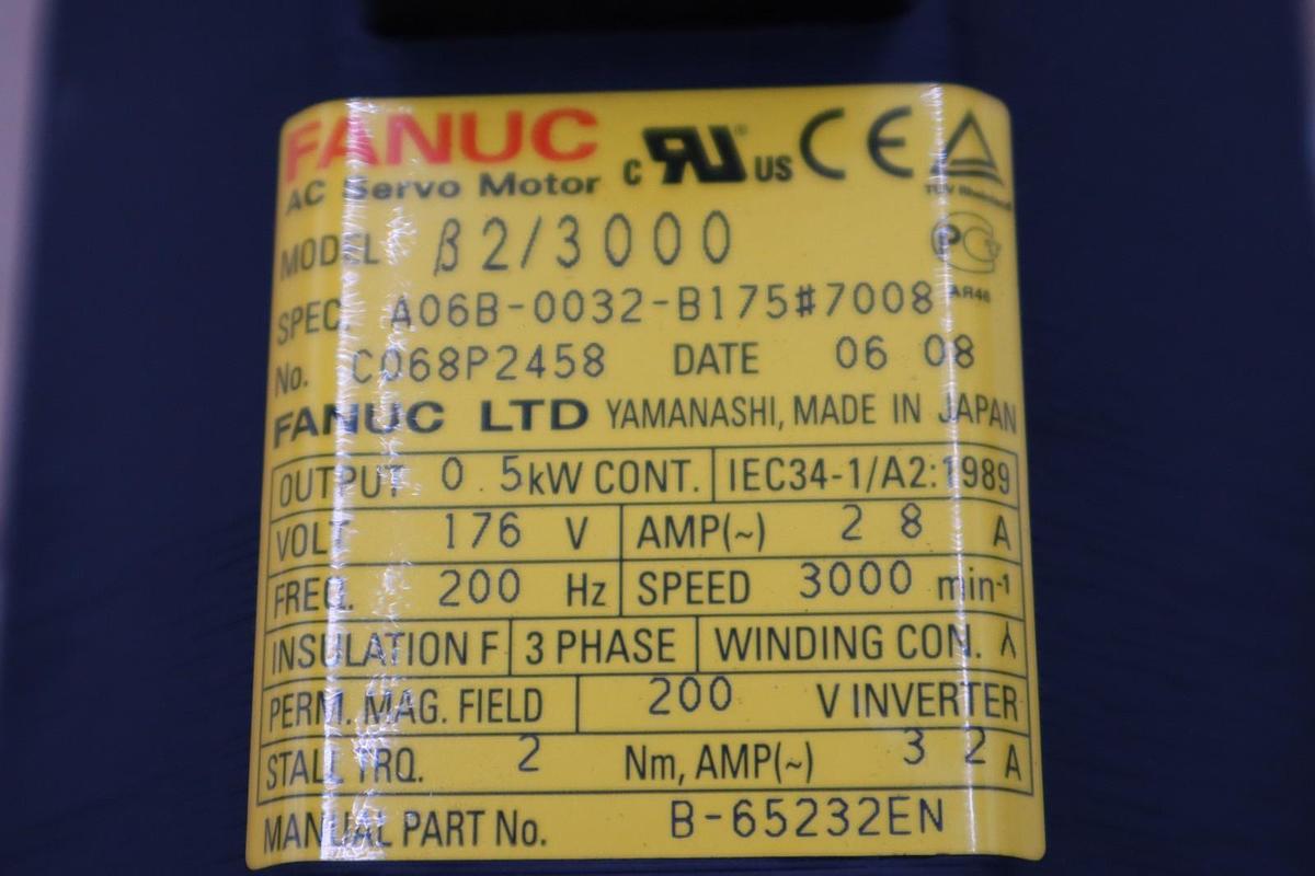 Used NEW OPEN BOX FANUC B2/3000 A06B-0032-B175#7000 Servo Motor STK GF90