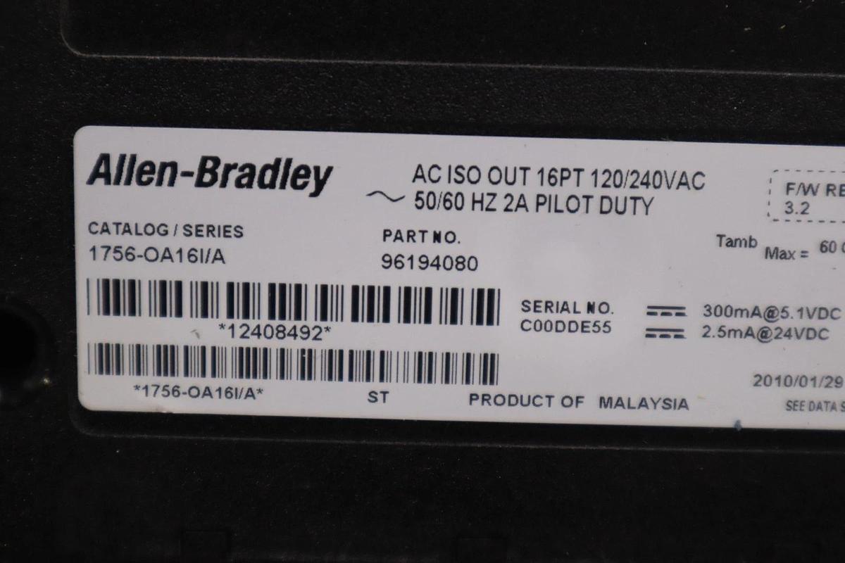 Used AB Allen-Bradley 1756-OA16I 16Pt. Isolated Output Module STK 5363