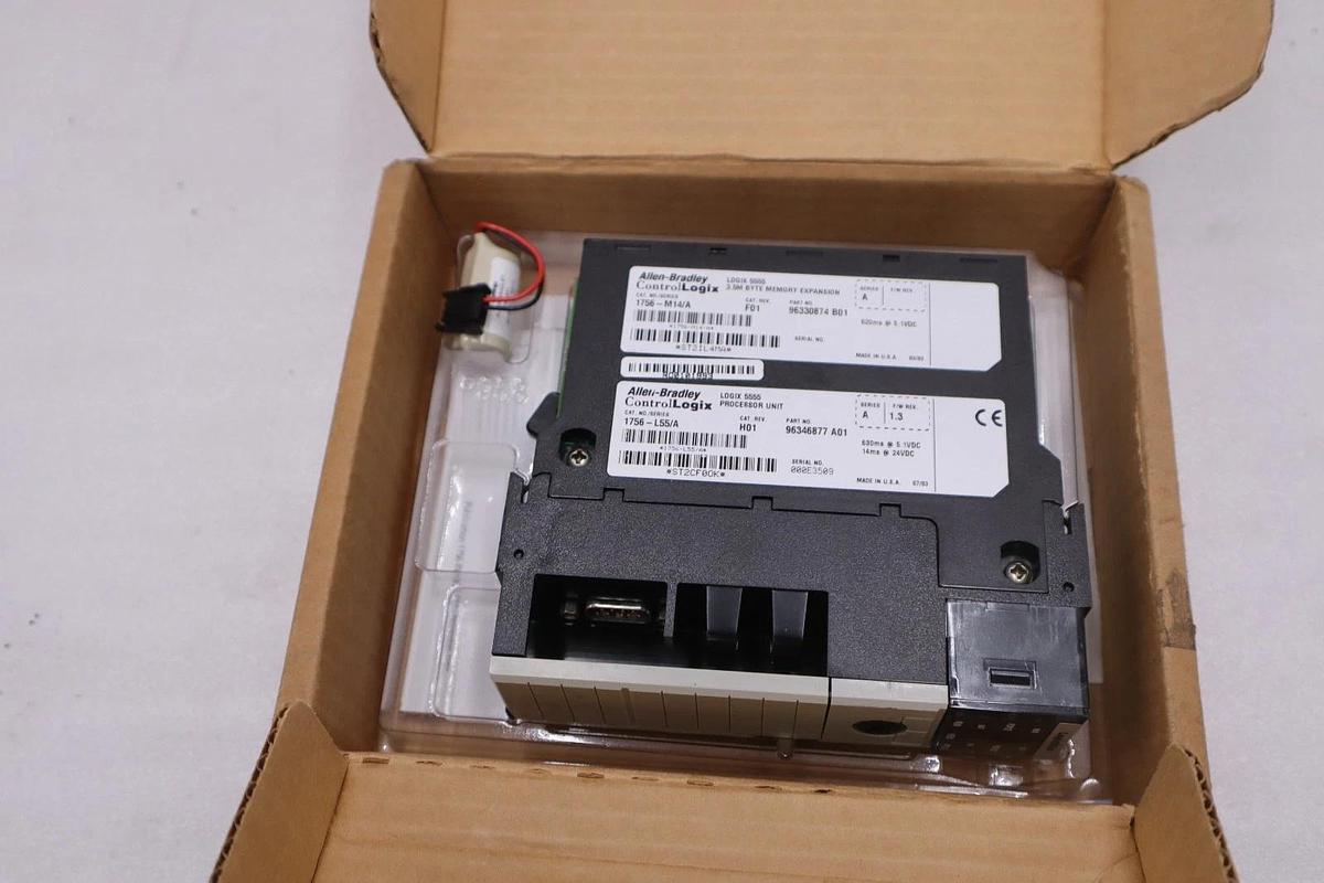 Used ALLEN BRADLEY 1756-L55/ 1756-M14 PROCESSOR MODULE CONTROLLOGIX LOGIX5555 - GF55A
