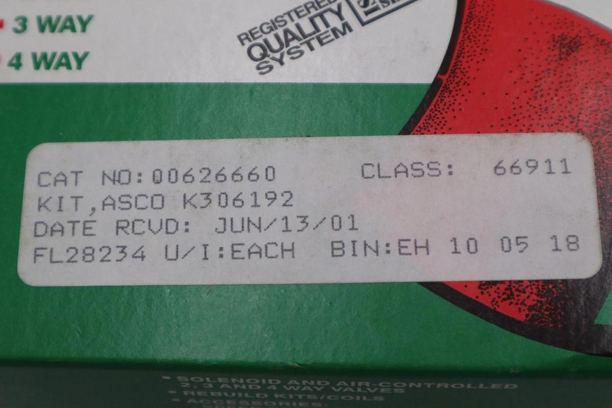 NEW OPEN BOX ASCO 306192 REBUILD KIT 8342 AC COIL STOCK G816A