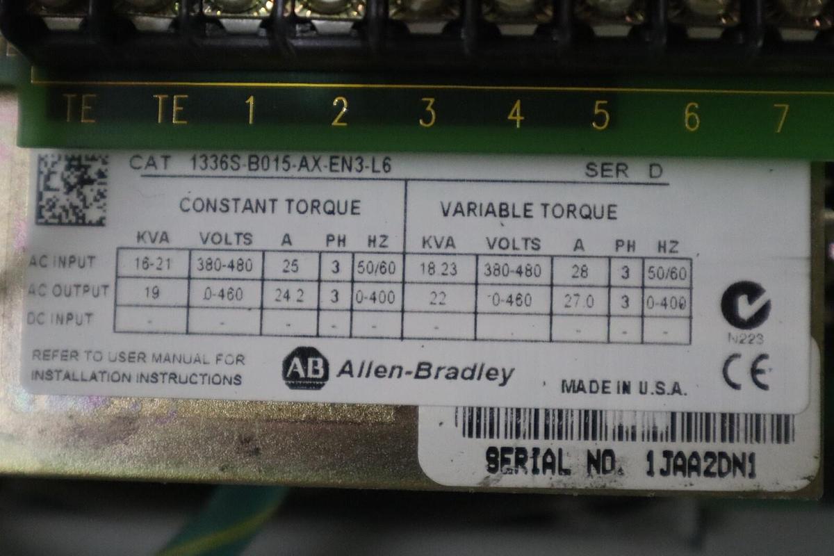 Used Allen Bradley Drive Enclosure 1336S-B015-AF-EN5 W/ 1336S DRIVE COMPONENTS S-634